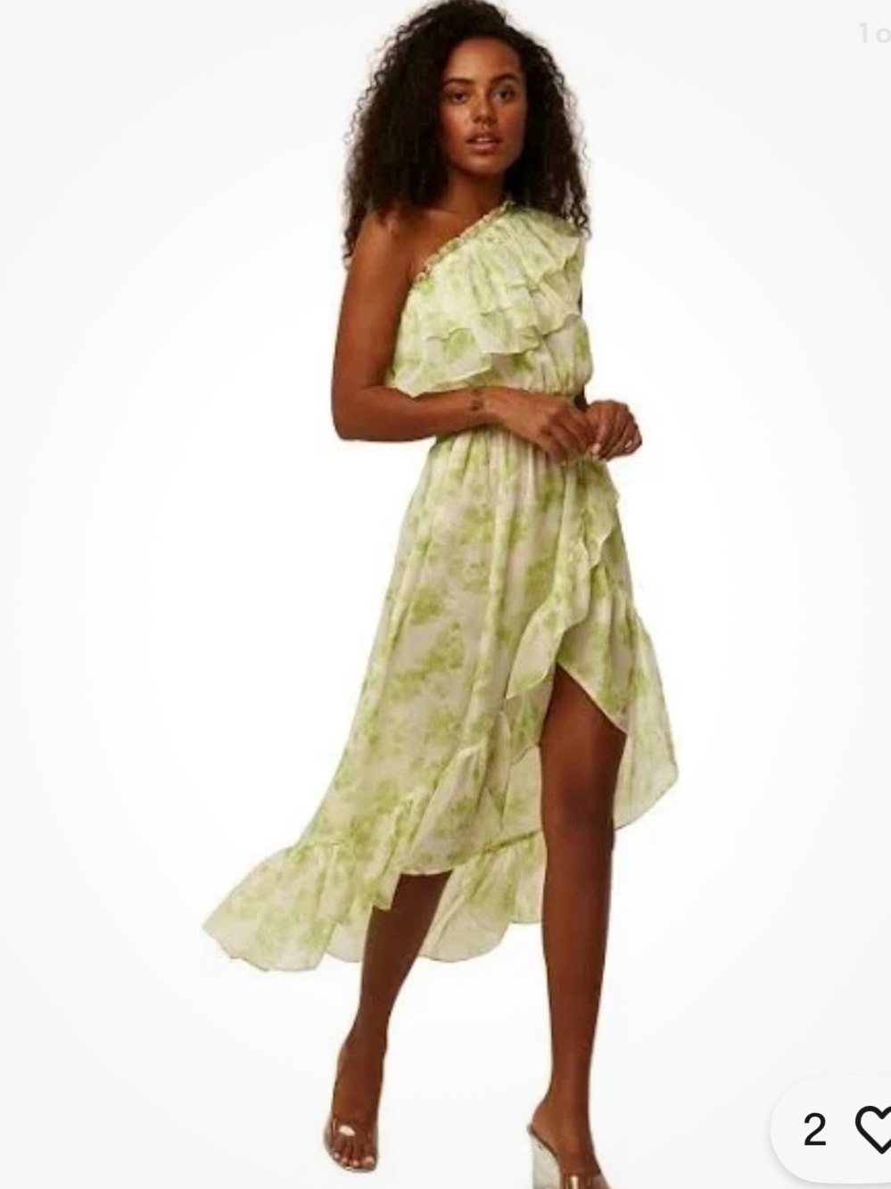 NWOT MISA LOS ANGELES NWT $390 Rumi One Shoulder Midi Dress in Honeydew Sz M